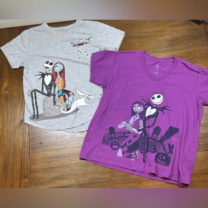 Tim Burton The Nightmare Before Christmas Lot Of 2 Size XL Grey & Purple Shirts